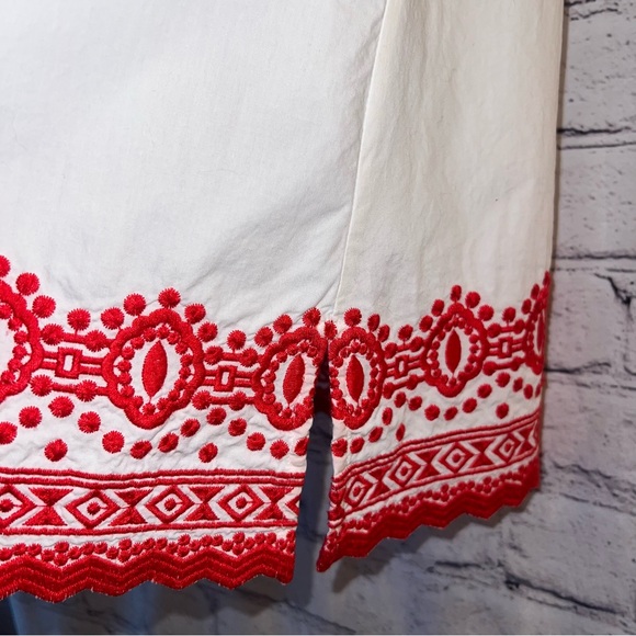 Talbots Embroidered Red and White Sleeveless Cotton Blouse Size Small - Picture 6 of 7